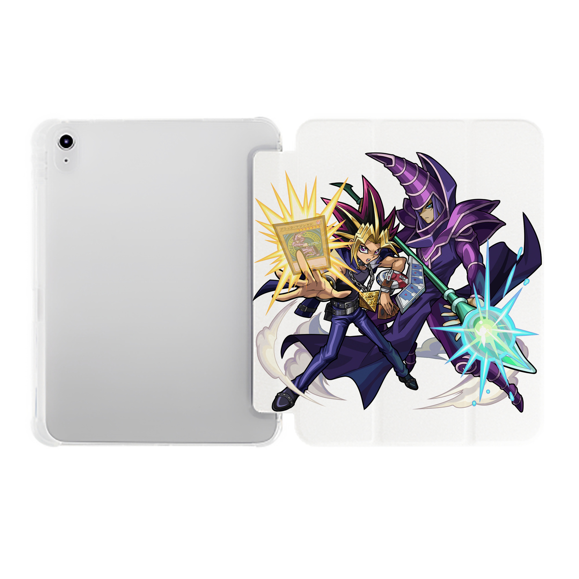 （画像用） 遊☆戯☆王 Yu-Gi-Oh! IPad ケース ペン収納付き 三つ折りスタンド PUレザー×シリコン 対応機種9.5/10.5/10.9インチ